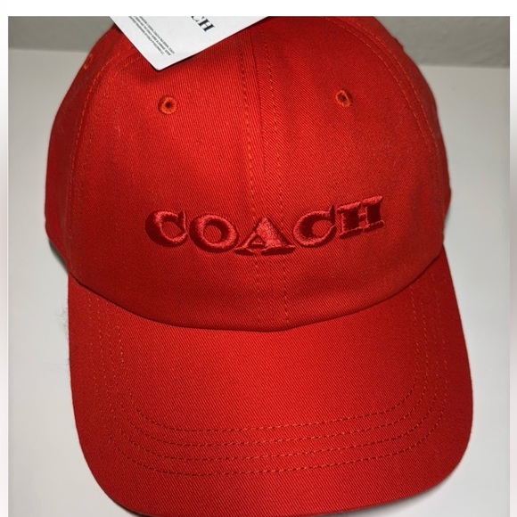 NWT Coach Red Cap with Coach Insignia on Front and adjustable back. - Picture 2 of 15